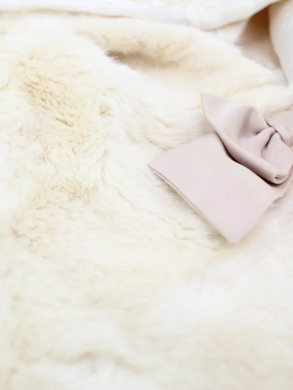 Monsoon Girls' Ivory Faux Fur Hooded Cape w/ Semi-Matte Satin Bow